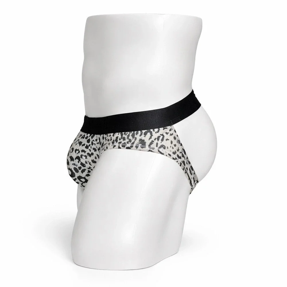 Jockmail Large (30-32) Leopard Print Backless Brief Jockstrap White JM318‎ NEW